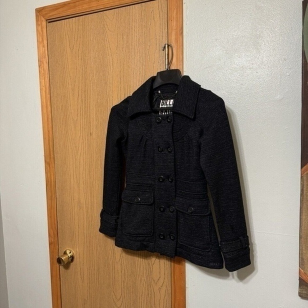 Billabong Small Black Double Breasted Long Sleeve Button-Front Peacoat - EUC